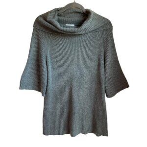 LOFT Ann Taylor Womens Sz Small Tunic Sweater Cowl Neck 3/4 Sleeve Gray Rabbit h
